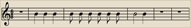 6/8 time has 6 beats to a bar with each beat having a value equal to 1 eighth note 
